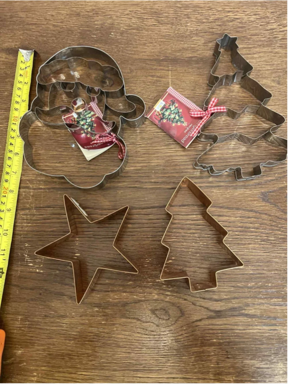 Set of 4 Christmas Cookie Cutters Santa Tree Copper Star Holiday Baking Decor